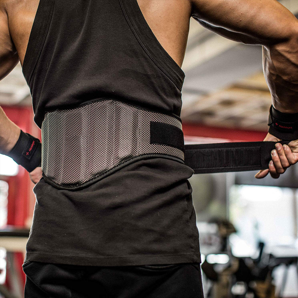Vue latérale de la ceinture de musculation ajustable
