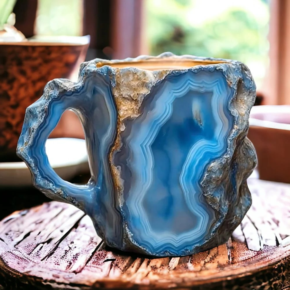 Mug en cristal avec fond blanc, design élégant