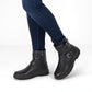 Bottes mi-mollet en cuir noir avec boucles décoratives