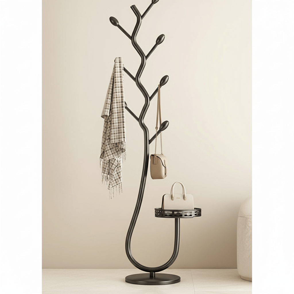 Porte-manteau en fer minimaliste dans un salon moderne