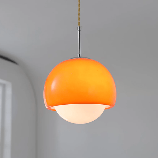 Lampe en verre orange, idéale pour petits espaces
