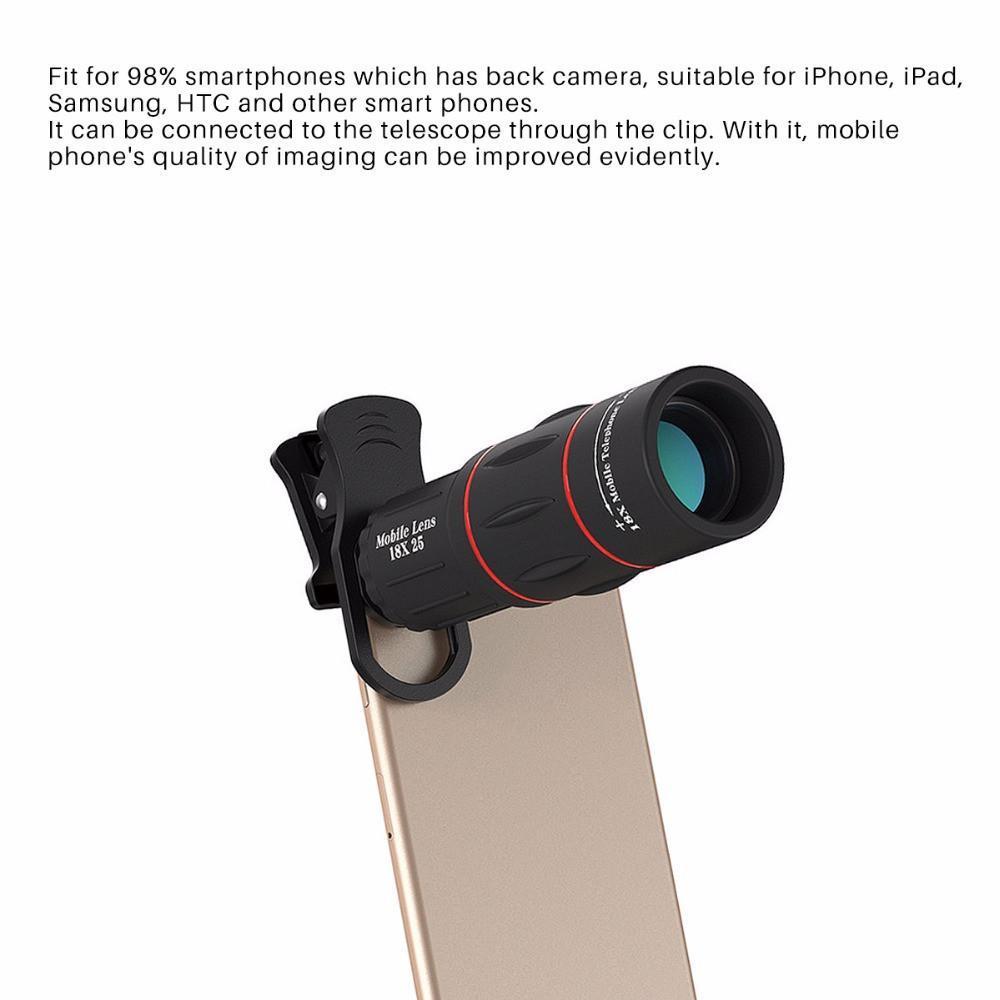 Objectif télescope mobile avec clip trépied en métal