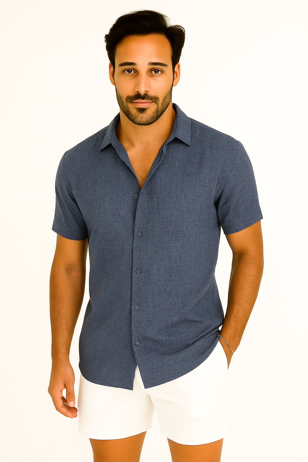 Chemise légère à manches courtes posée à plat