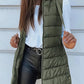 Gilet long matelassé avec capuche pour femme, coupe ample