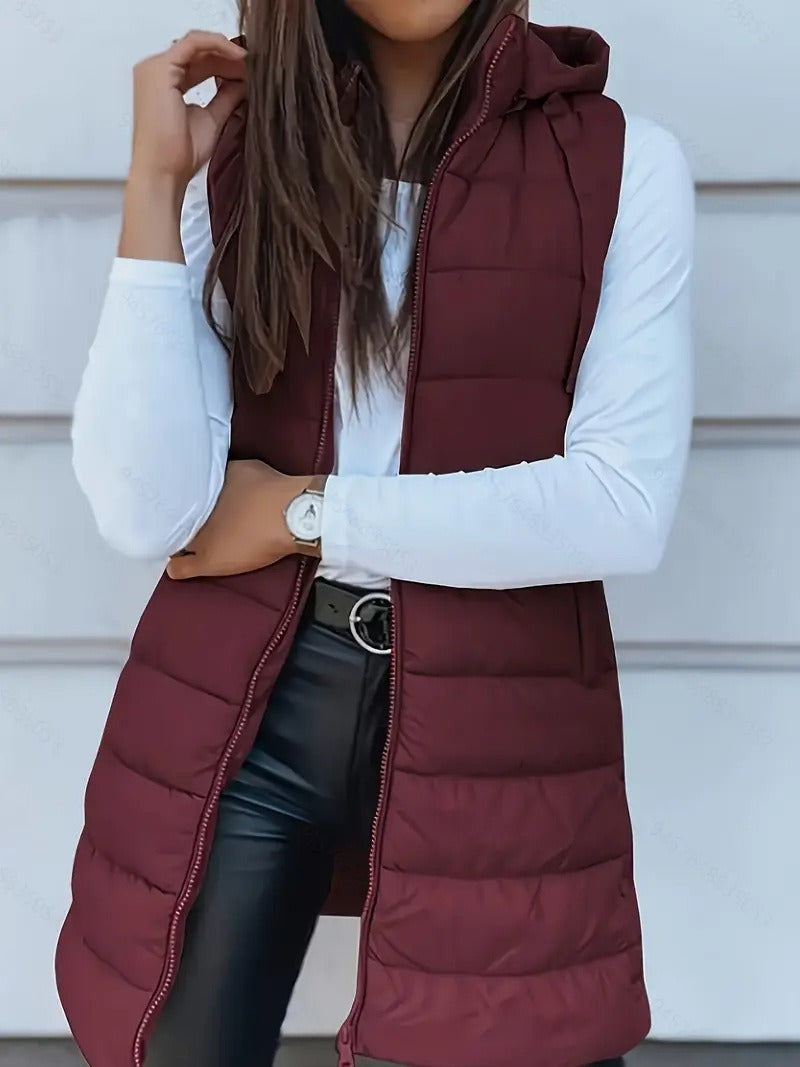 Détail du tissu matelassé et rembourré du gilet long