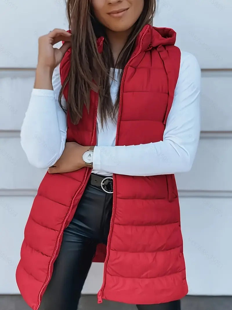 Gilet matelassé long, parfait pour superposer en automne