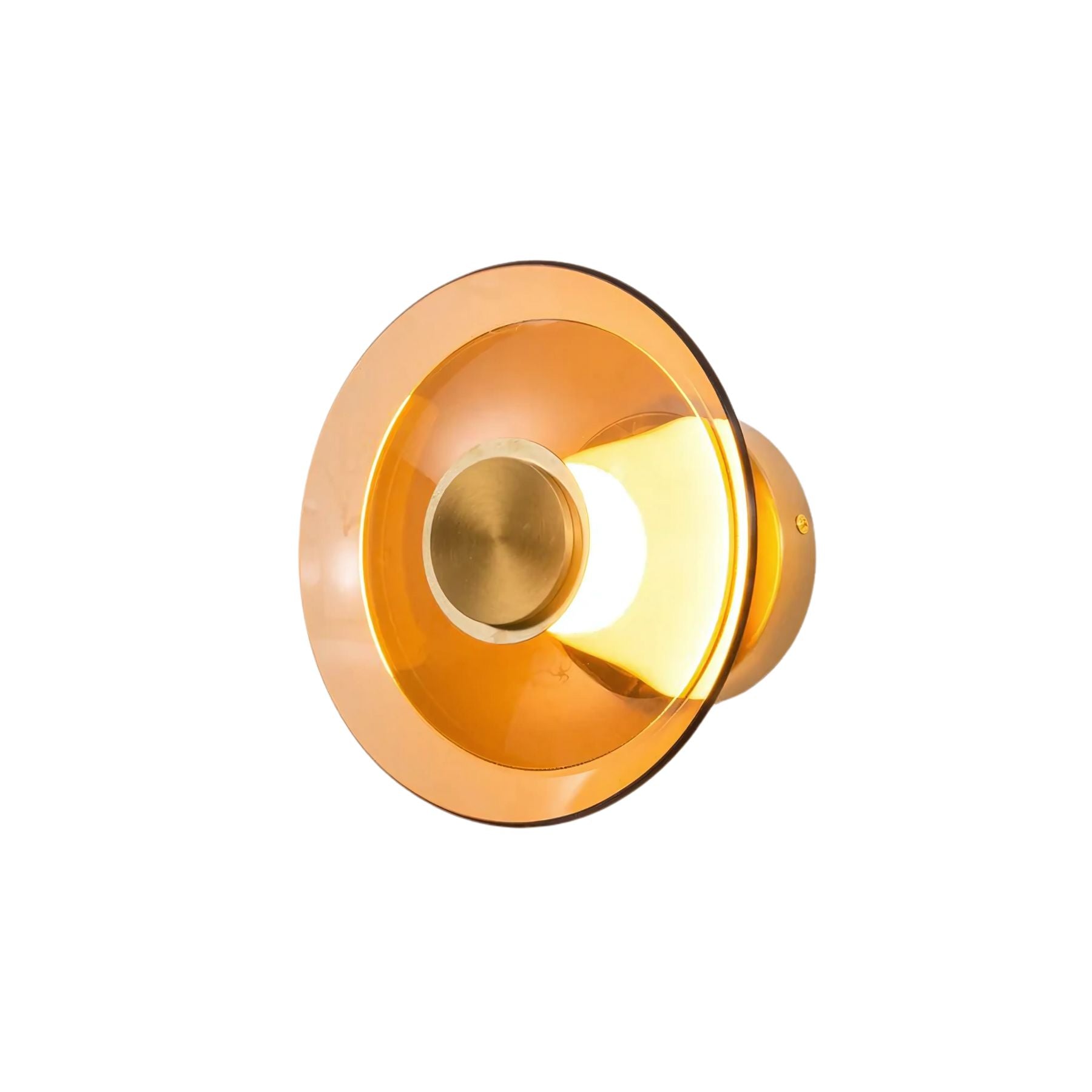 Applique ronde en verre avec base métallique noire