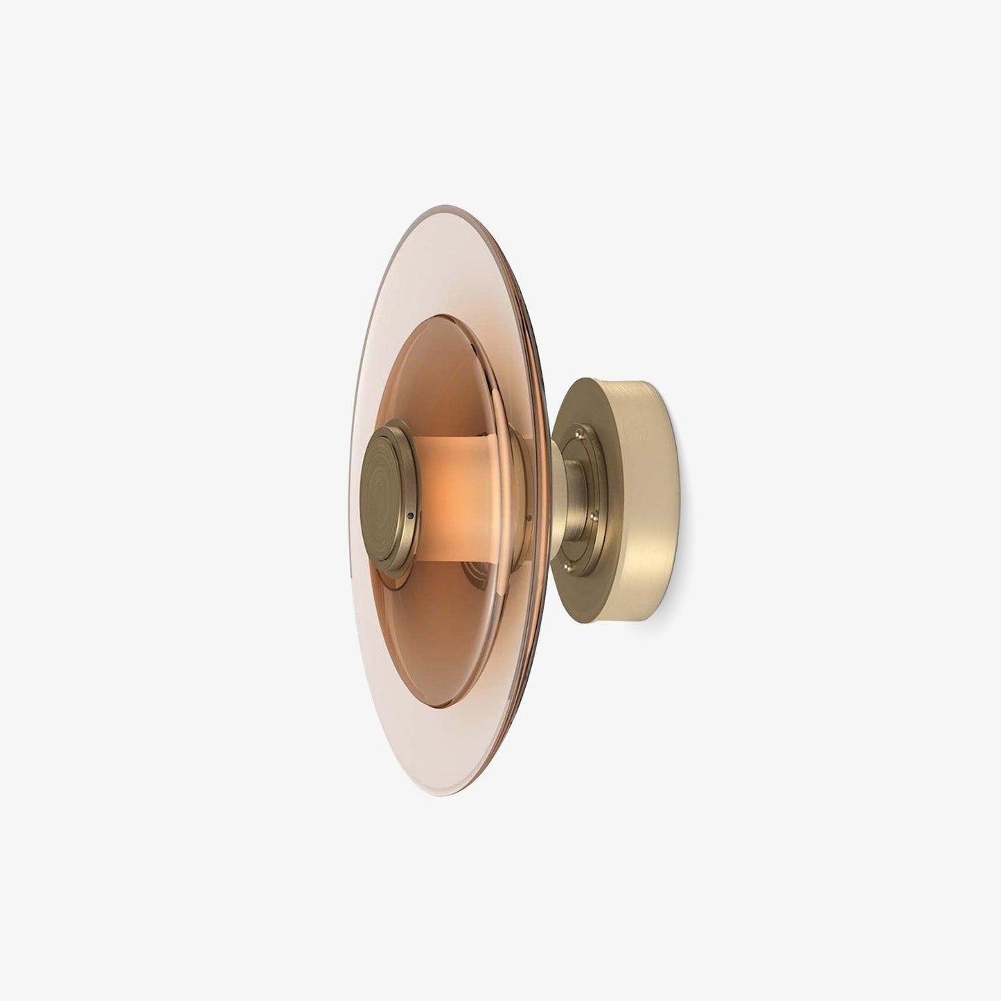 Applique murale ronde avec disque en verre fumé