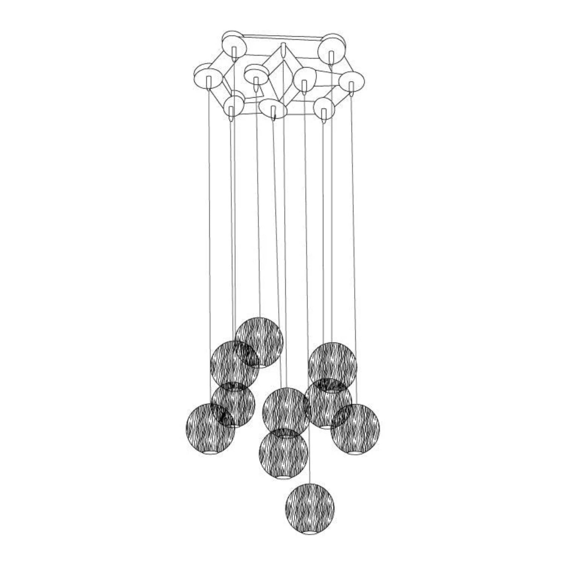 Vue d'ensemble de la lampe suspendue dans un loft