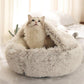 Lit en peluche beige pour animaux, intérieur moelleux