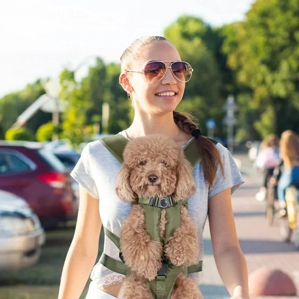 Vue latérale du sac à dos porte-chien en nylon