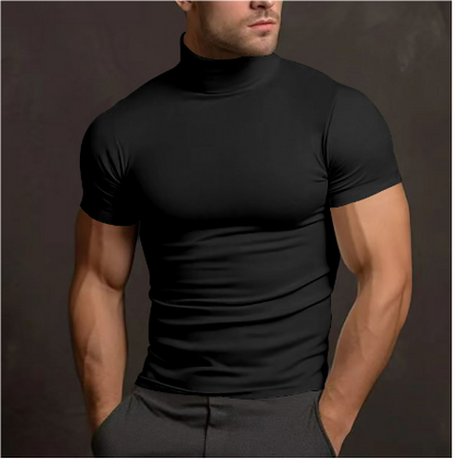 Vue arrière du pull col roulé, montrant la coupe ajustée