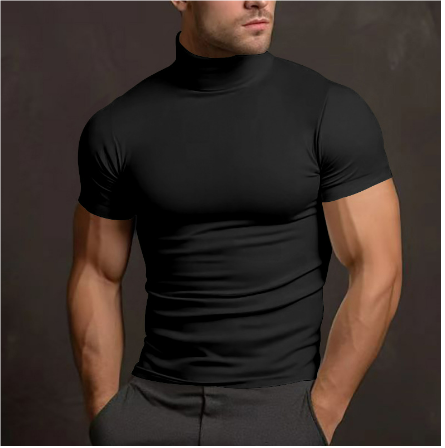 Vue arrière du pull col roulé, montrant la coupe ajustée