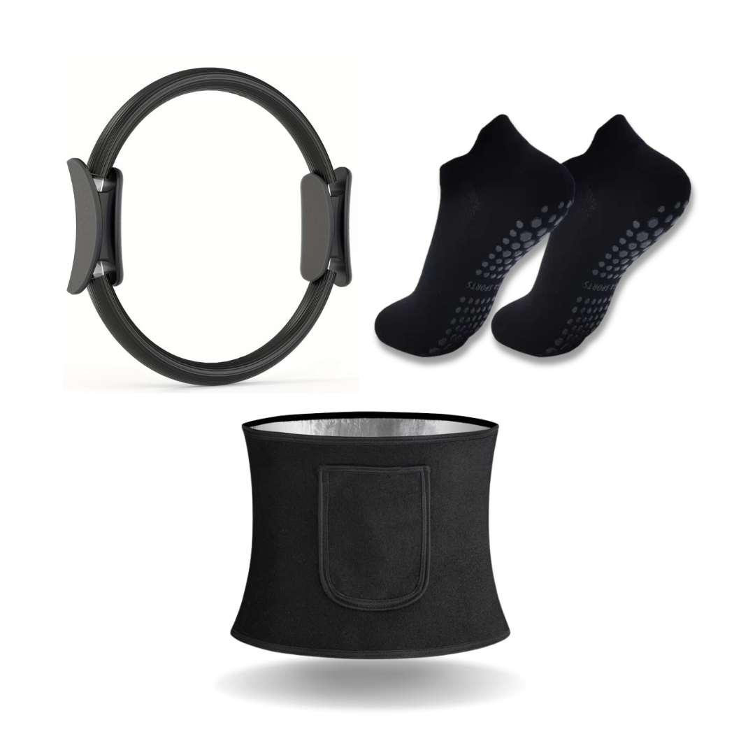 Anneau de Pilates en position verticale sur fond neutre