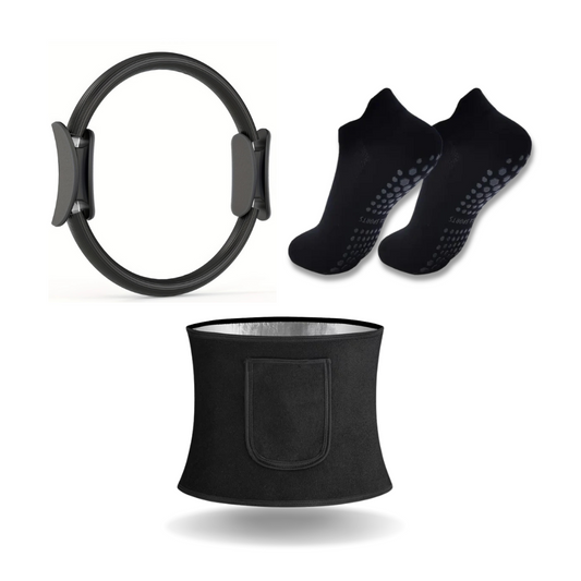 Anneau de Pilates en position verticale sur fond neutre