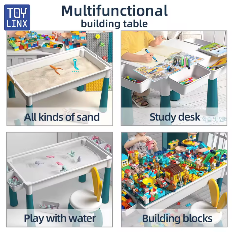 Enfant jouant avec des blocs sur la table éducative