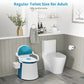 Vue latérale de la toilette portable montrant le couvercle étanche