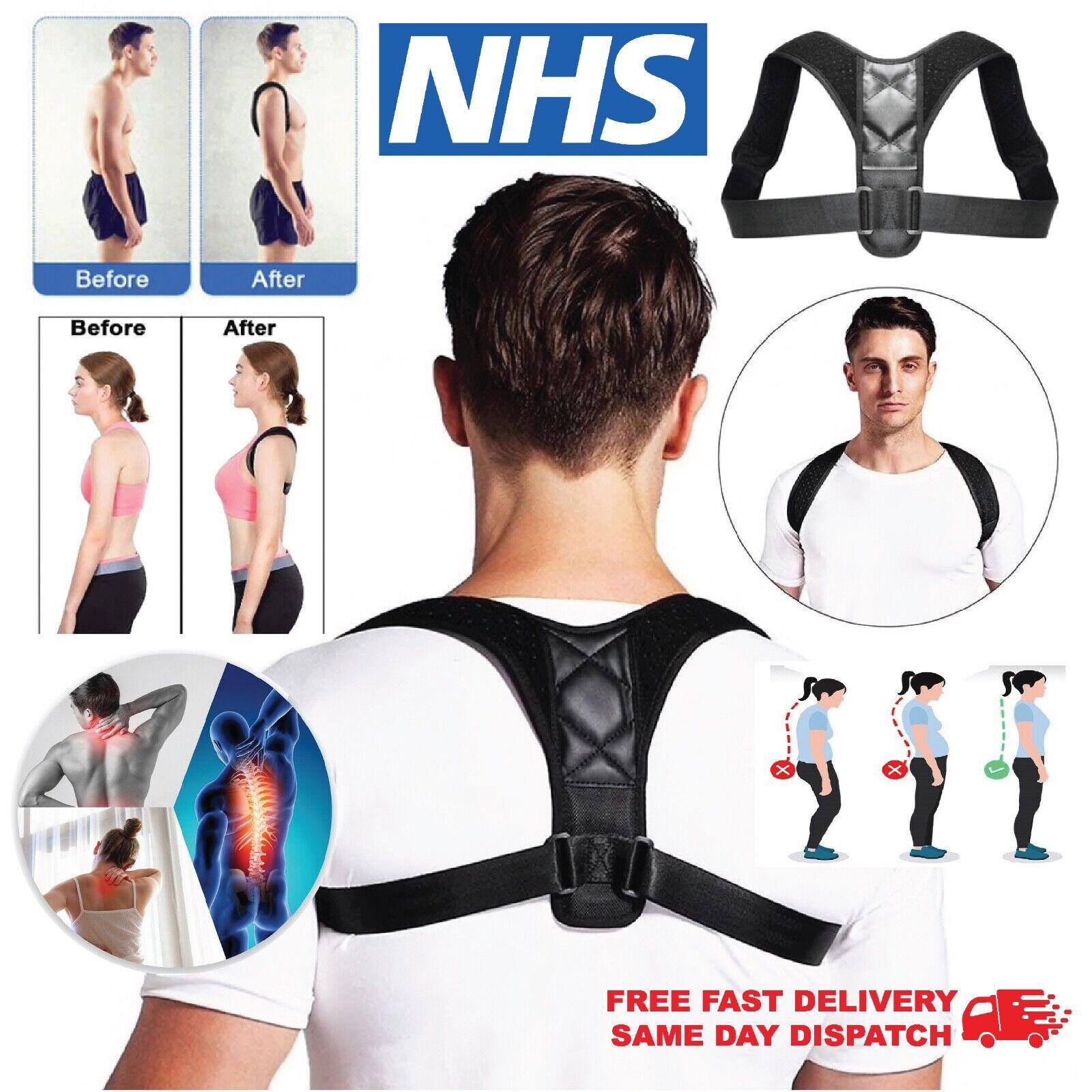 Correcteur de posture ajustable en néoprène noir, vue de face