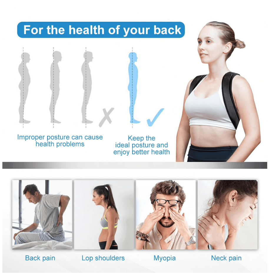 Vue arrière du correcteur de posture avec sangles réglables
