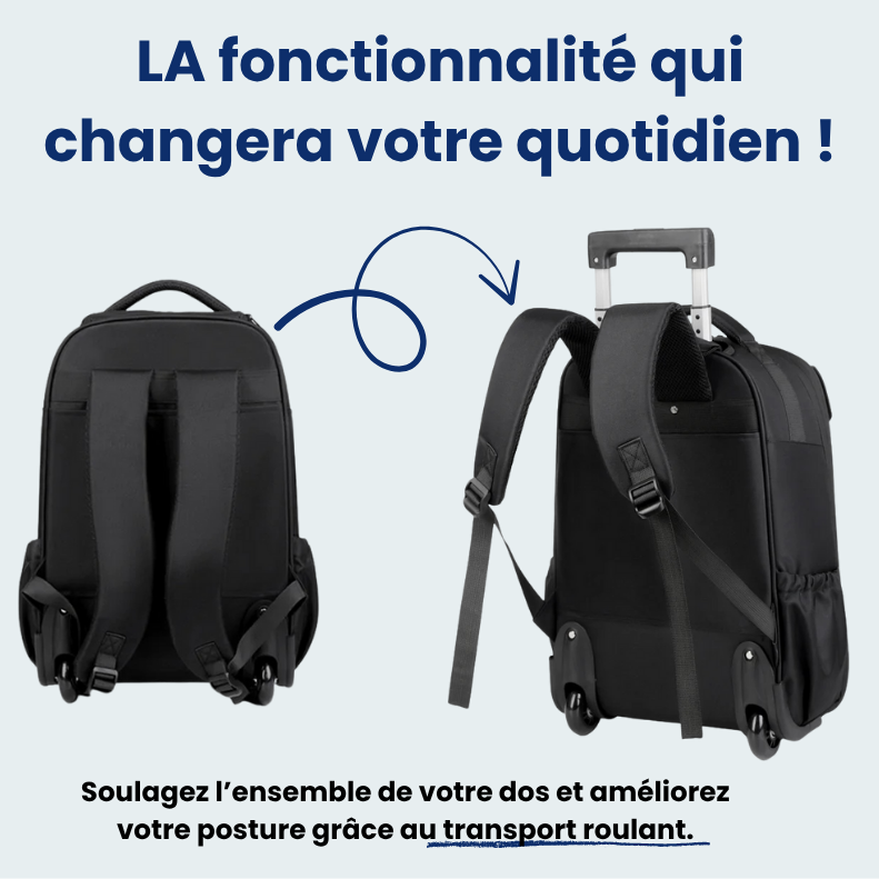 Sac à dos ouvert révélant un grand compartiment principal