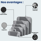 Organisateurs de valise rangés dans une valise ouverte
