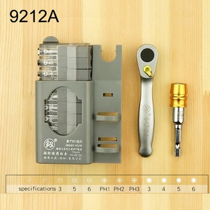 Vue d'ensemble du kit de tournevis avec design compact