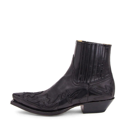 Vue latérale de bottes cowboy unisexes en PU avec motifs brodés