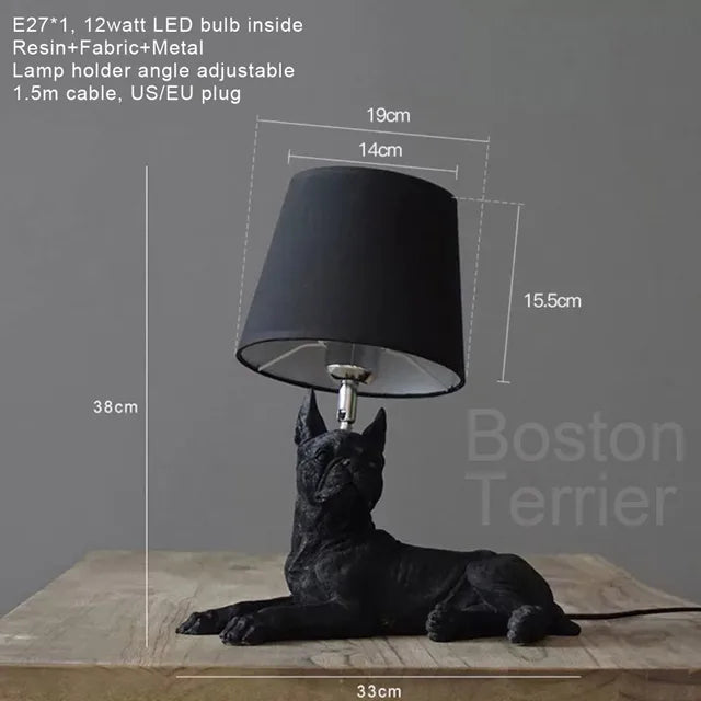 Lampe chiot vue de côté, design élégant