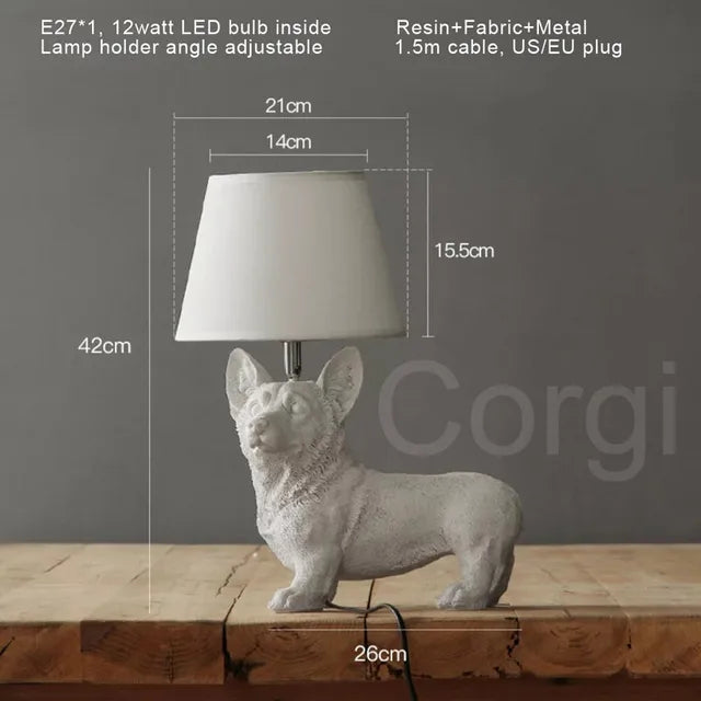 Lampe chiot avec cordon électrique visible
