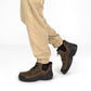 Bottes de travail marron en cuir imperméable, vue de côté