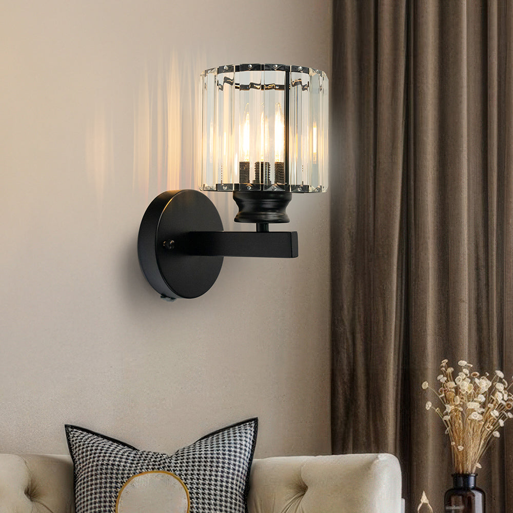 Applique murale noire et verre, ambiance chaleureuse