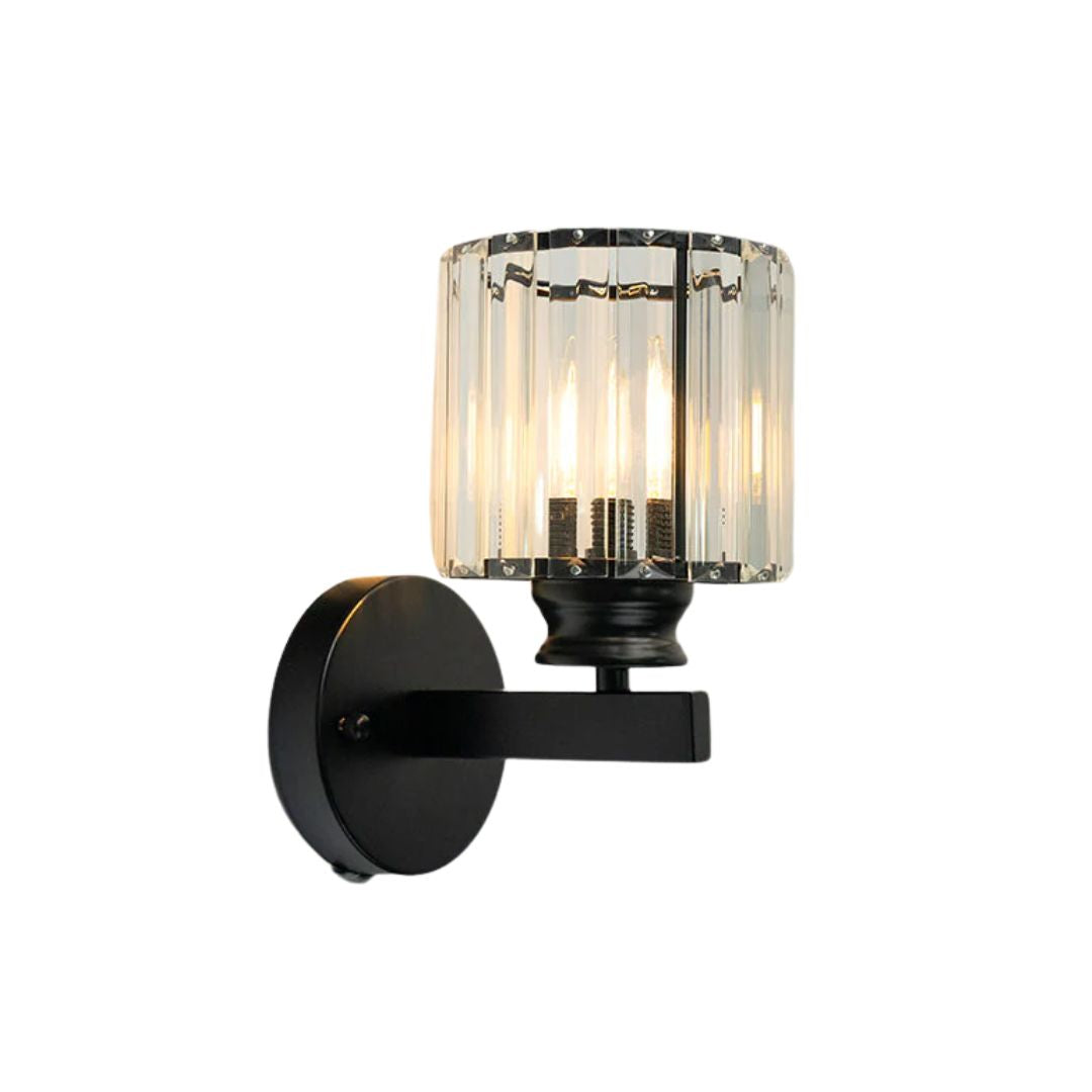 Applique murale noire avec abat-jour en verre transparent