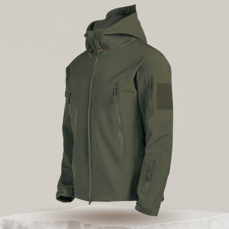 Vue latérale d'une veste imperméable sur mannequin