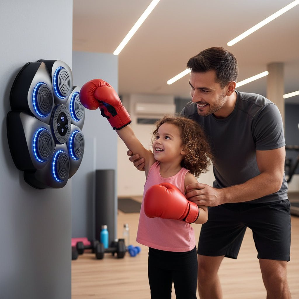 Vue rapprochée des capteurs tactiles de la machine de boxe