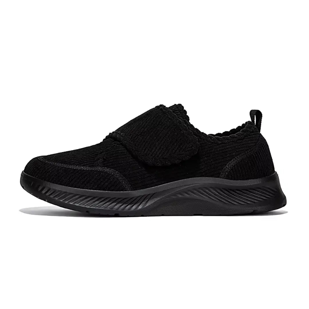 Mocassins noirs avec fermeture Velcro pour pieds sensibles