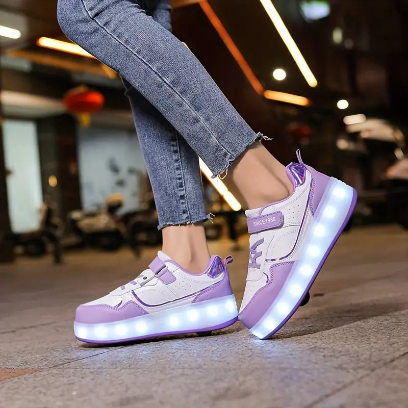 Chaussures à roulettes pour enfants avec lumières allumées