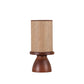 Lampe de table avec base en bois et abat-jour en rotin