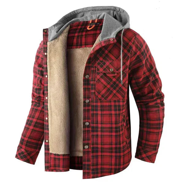Gilet chemise à carreaux vert armée, posé à plat