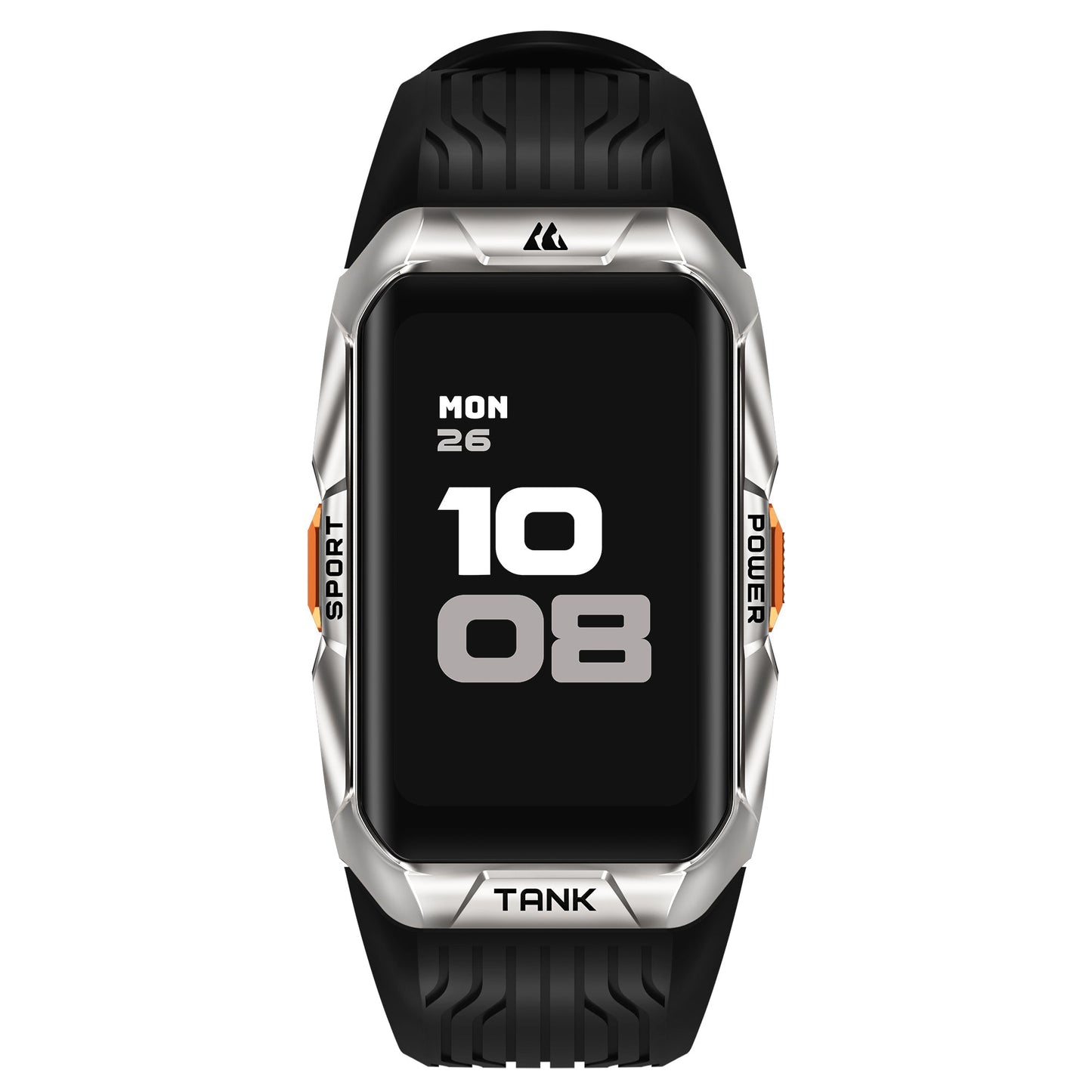 Vue latérale de la montre, boîtier en acier inoxydable