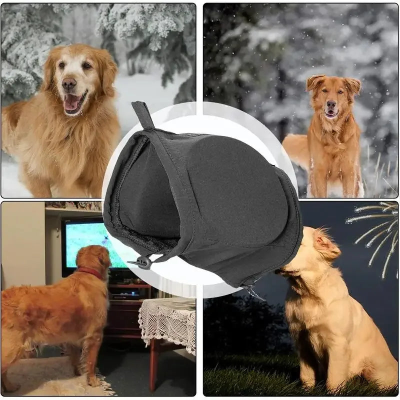 Protecteurs d'oreilles pour chien, vue de côté, tissu doux