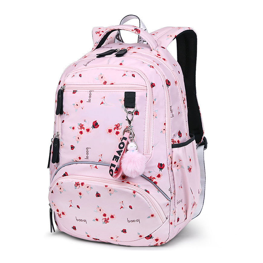 Sac à dos collégien avec imprimé fleur et montgolfière