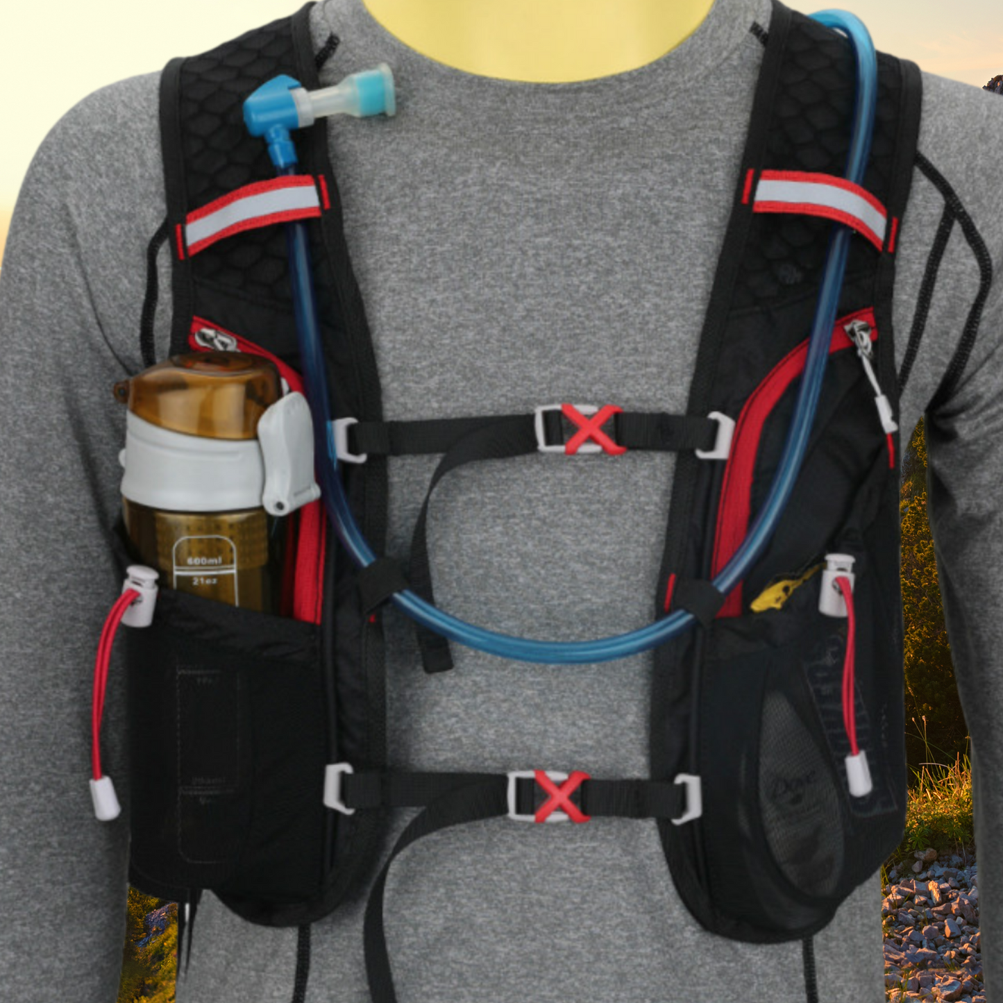 Sac à dos hydratation avec poche à eau visible