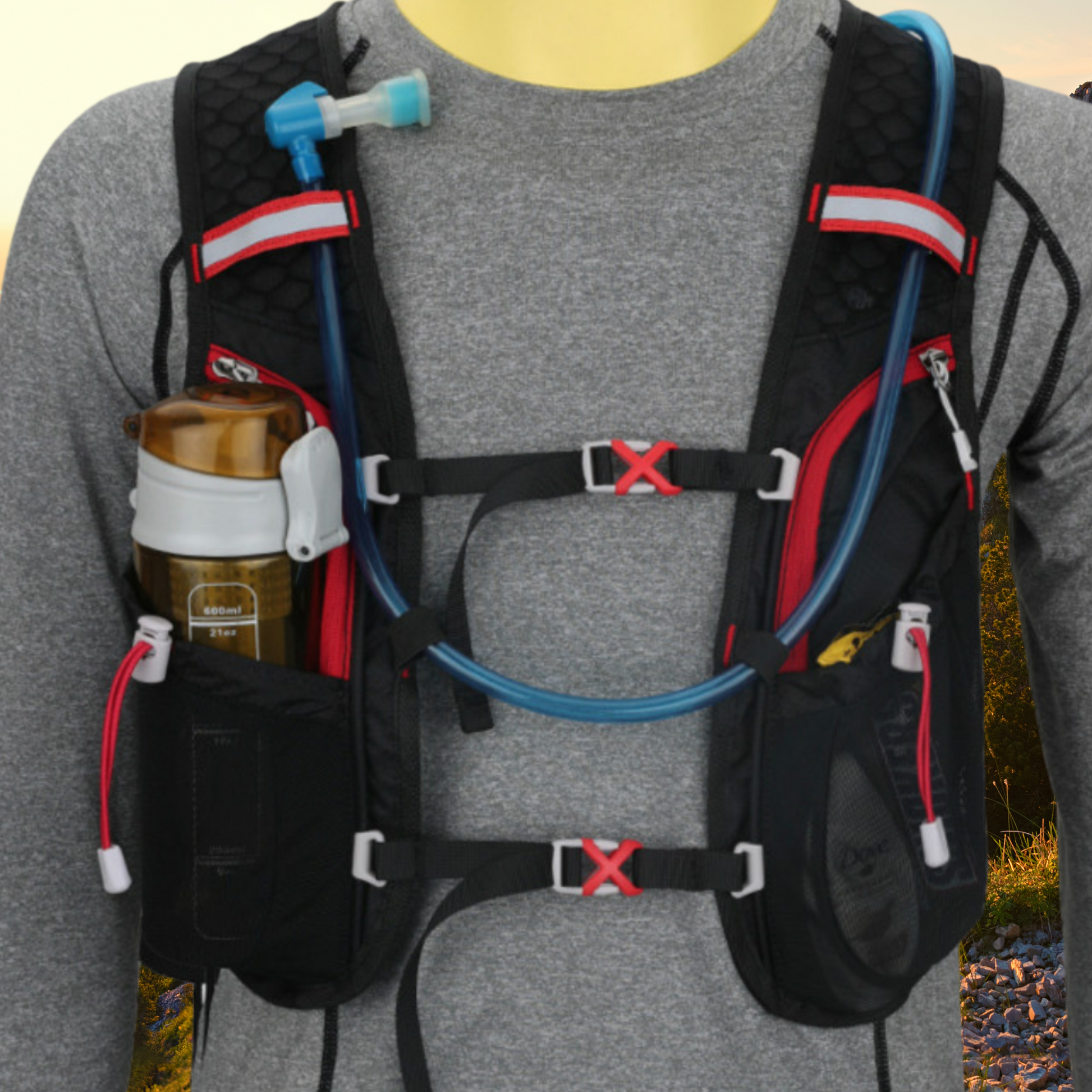 Sac à dos hydratation avec poche à eau visible