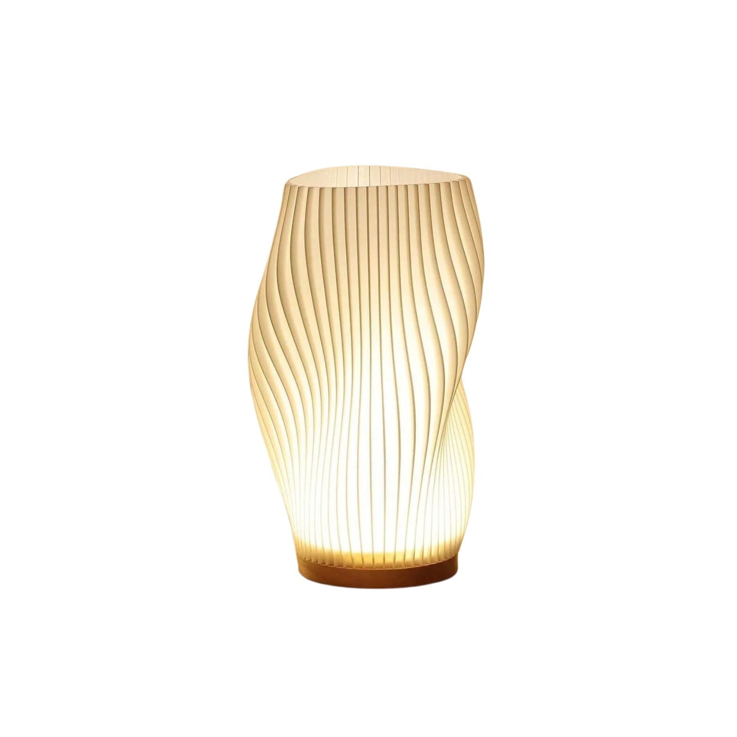 Lampe de table moderne avec design ondulé allumée