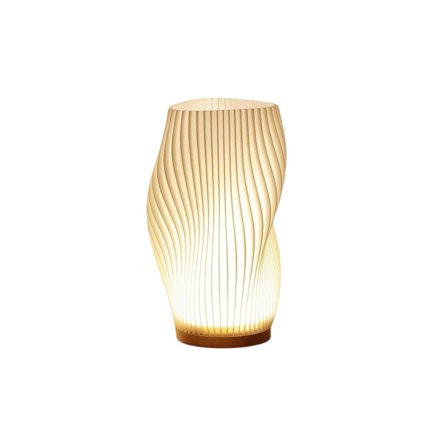 Lampe de table moderne avec design ondulé allumée