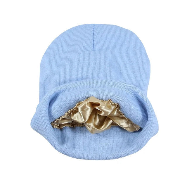 Bonnet d'hiver en laine, intérieur satin anti-frisottis
