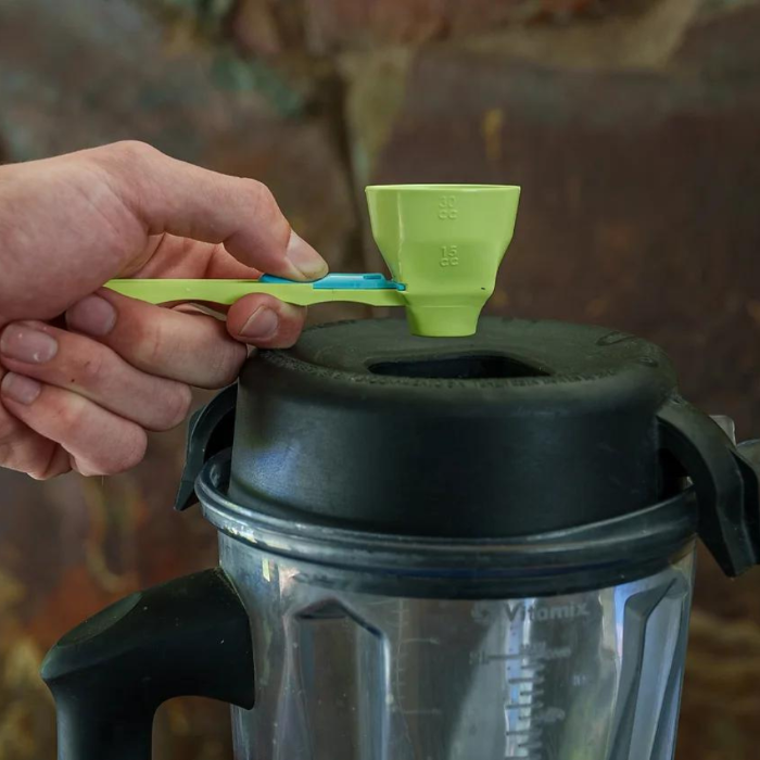 Vue de côté de la cuillère ergonomique avec système extensible