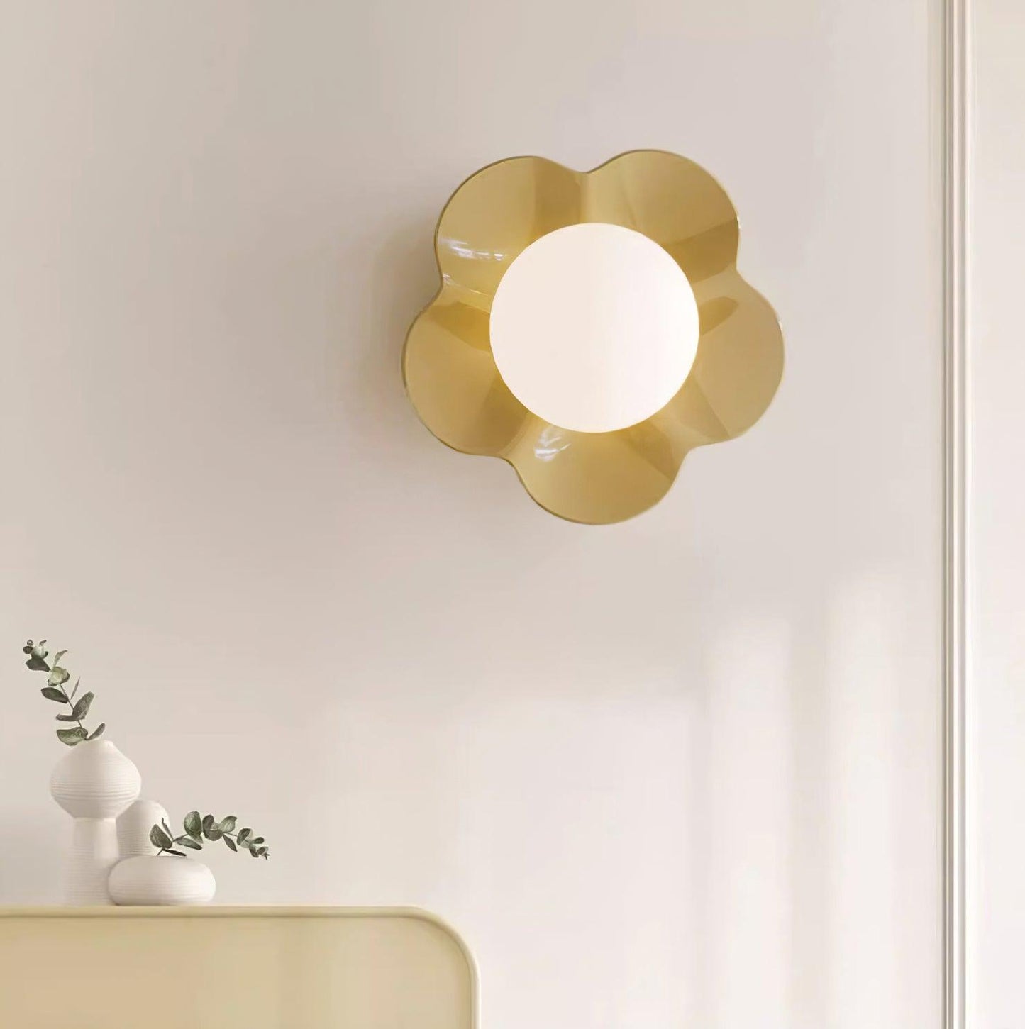 Applique fleur avec éclairage doux, vue de face