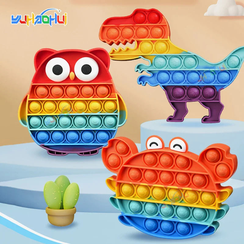 Jouet Fidget Pop Silicone sensory fidget toy rainbow vue latérale