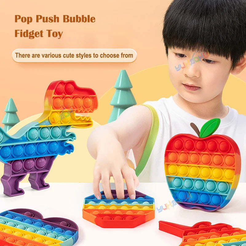 Jouet Fidget Pop Silicone sensory fidget toy rainbow vue du matériau